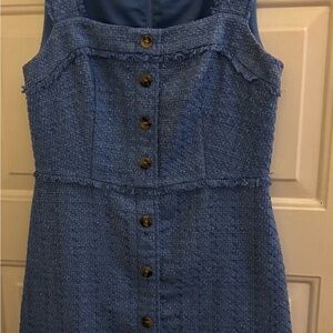 Ann Taylor Blue Textured Midi Dress